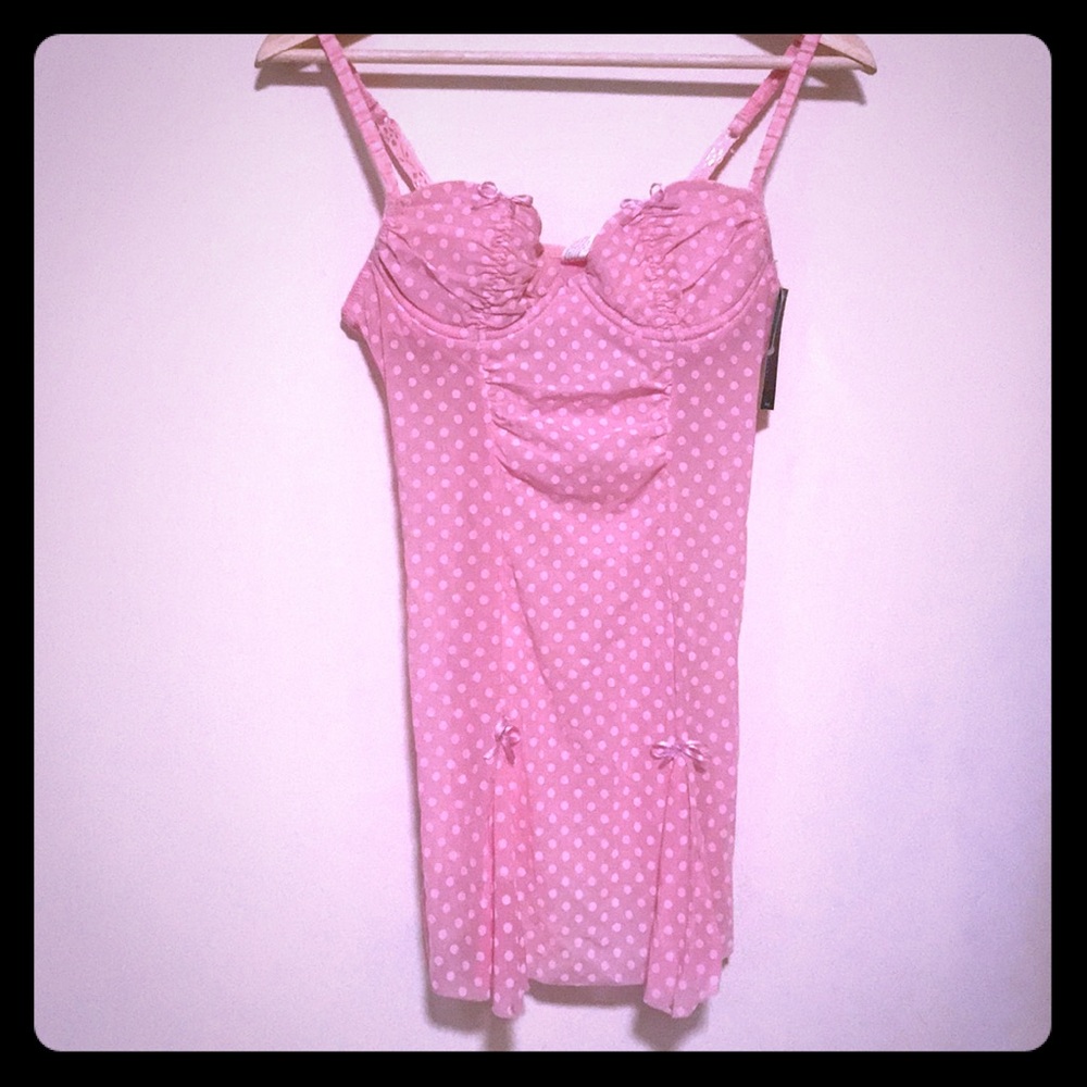 Pink with white dots babydoll